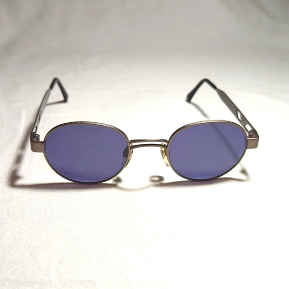 Vintage Emporia Armani Sunglasses Silver Frame Gold Logo and Case - Picture 1 of 14